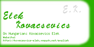 elek kovacsevics business card